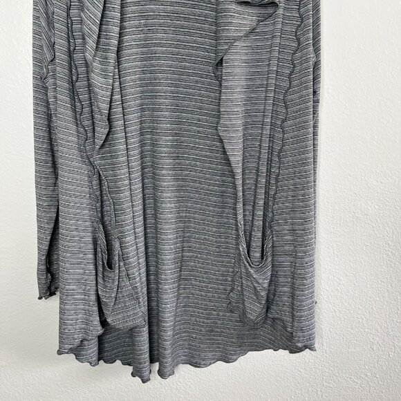 Angelrox women’s Striped Gray Cardigan OS Draped Open Front lagenlook - Picture 4 of 10
